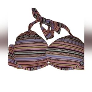 Victoria's Secret Pink and Black Striped Bikini Top